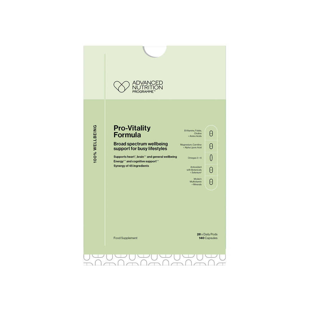 Green package of Advanced Nutrition Pro-Vitality Formula on a white background
