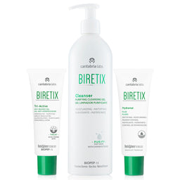 Three Biretix skincare products from Cantabria Labs on a white background