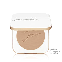 Jane Iredale compact powder with clear case on white background