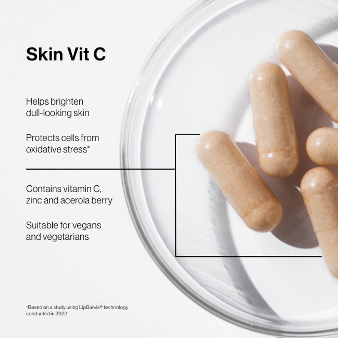 Information: Helps brighten dull-looking skin, protects cells from oxidative stress, contains vitamin C, zinc and acerola berry and suitable for vegans and vegetarians.