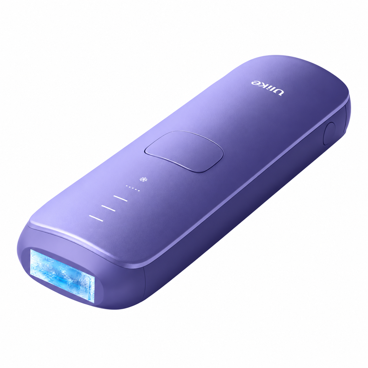 A purple handheld laser hair removal device with a blue light window on one end, shown on a solid white background. The brand name 'Ulike' is visible in white on the top surface.