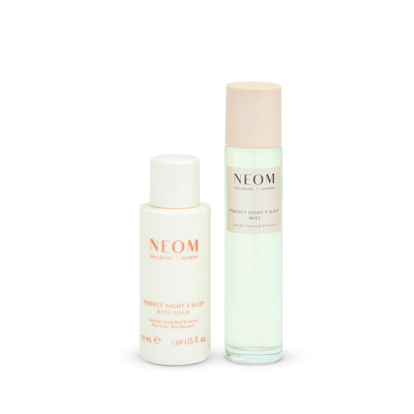 Two NEOM skincare products on a white background