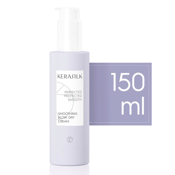 Kerastilk smoothing blow dry cream bottle with 150ml label on a white background