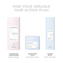 Kerasilk hair care products including conditioner, mask, and balm on a white background.