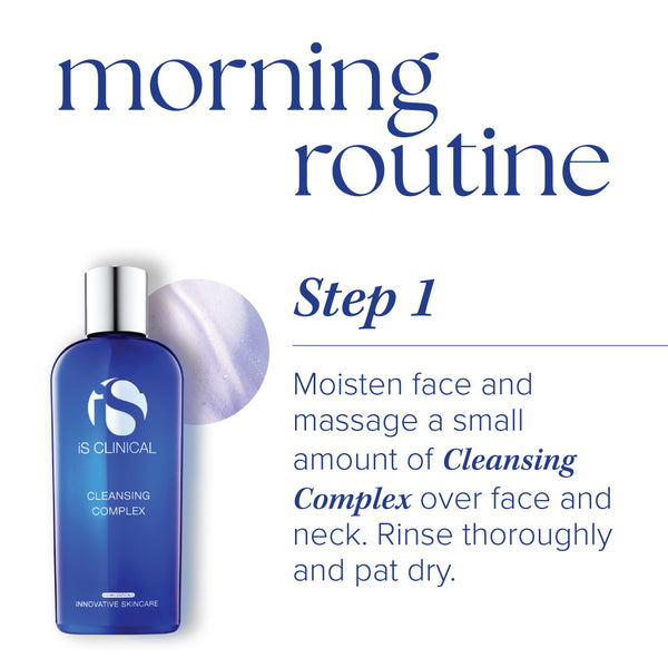 IS Clinical Cleansing Complex bottle with text on a white background