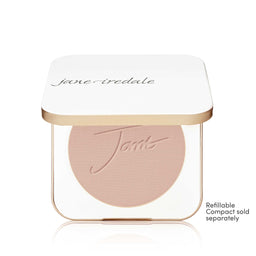 Jane Iredale compact powder in a clear case on a white background