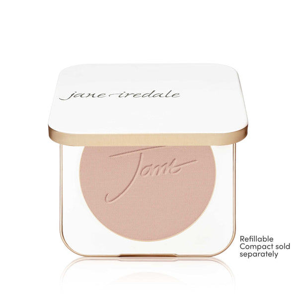 Jane Iredale compact powder in a clear case on a white background