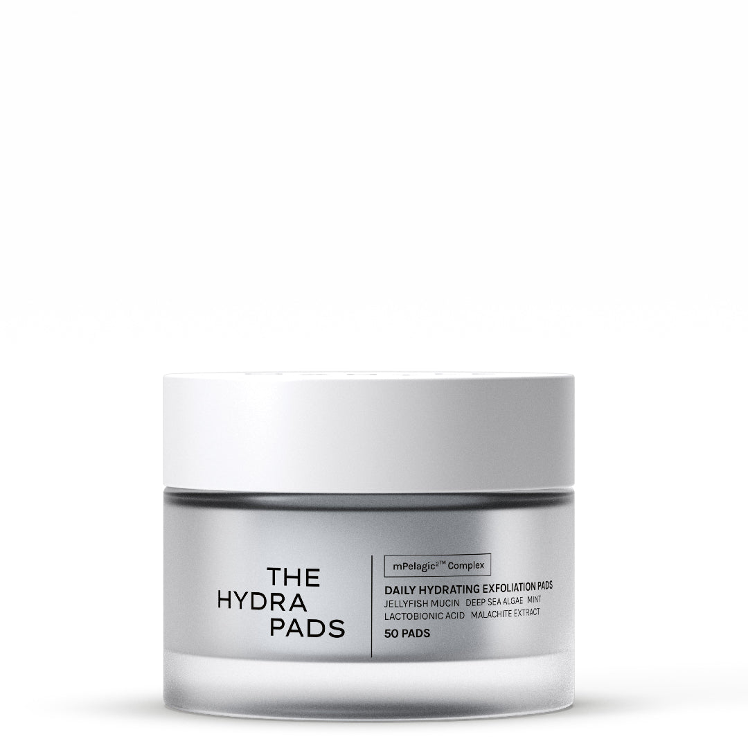 A jar of miHataju Complex The Hydra Pads daily hydrating exfoliation pads, shown on a clean white background.