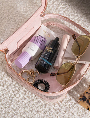 Bondi Sands in a clear hand bag