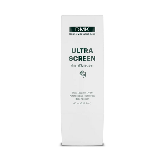 DMK Ultra Screen mineral sunscreen packaging on a white background