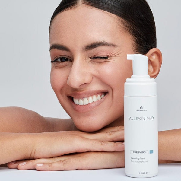Model Winking with ALLSKIN MED Purifying Cleansing Foam