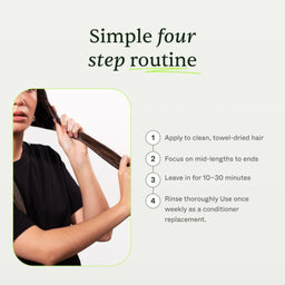 Person applying hair product with text on a four-step hair care routine.