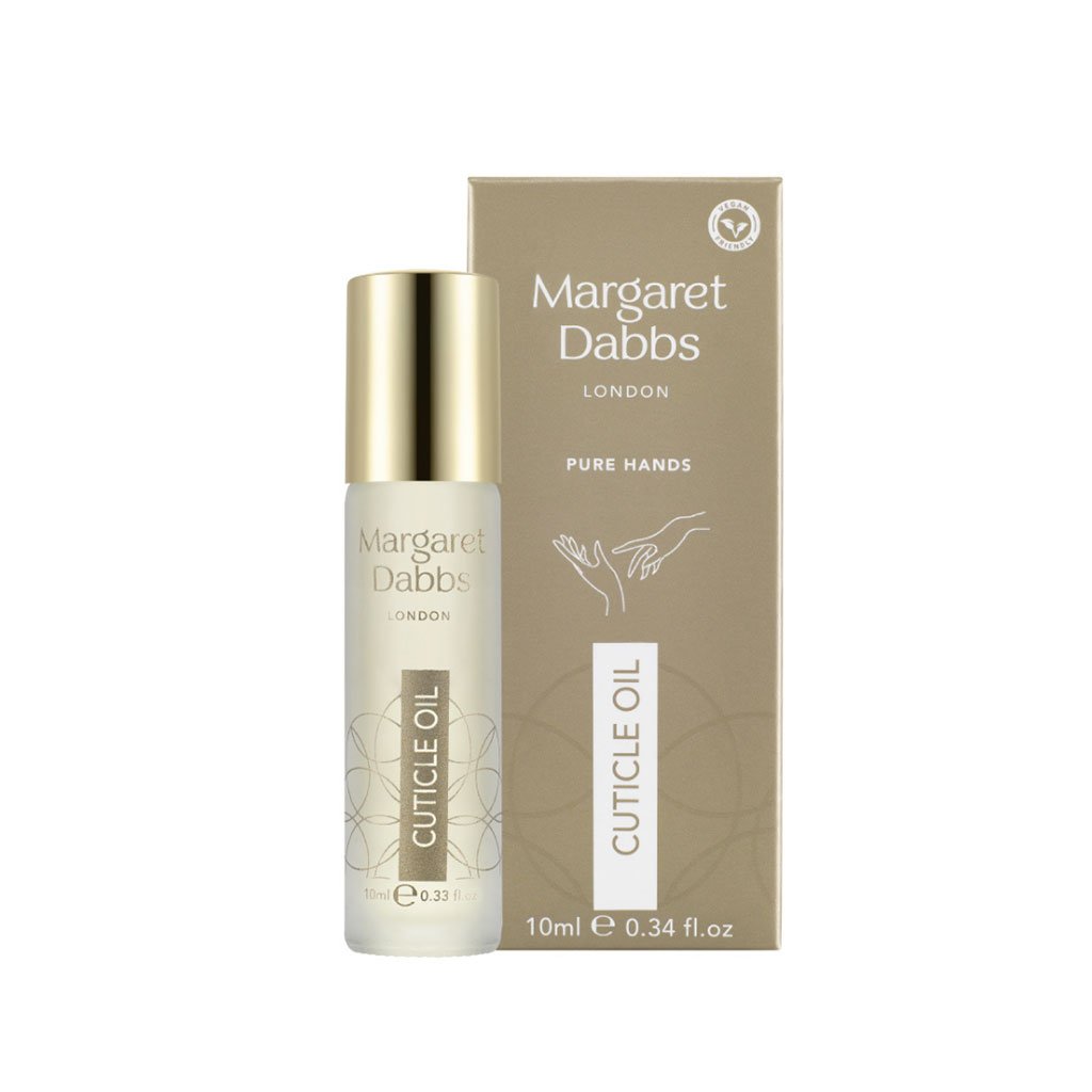 Margaret Dabbs cuticle oil with packaging on a white background
