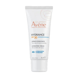 Avene Hydrance SPF 30 hydrating cream tube on a white background