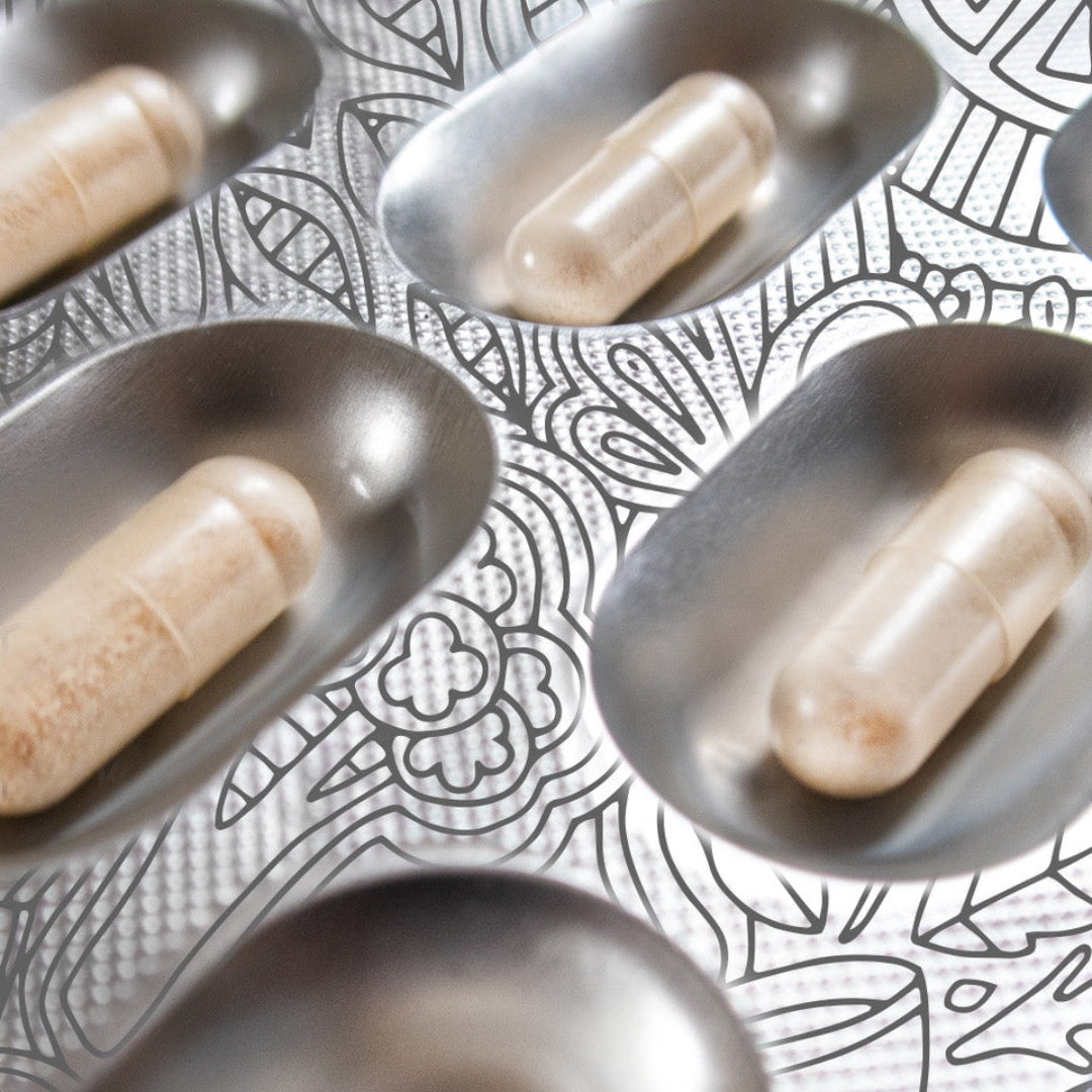 A closeup of a brown capsule