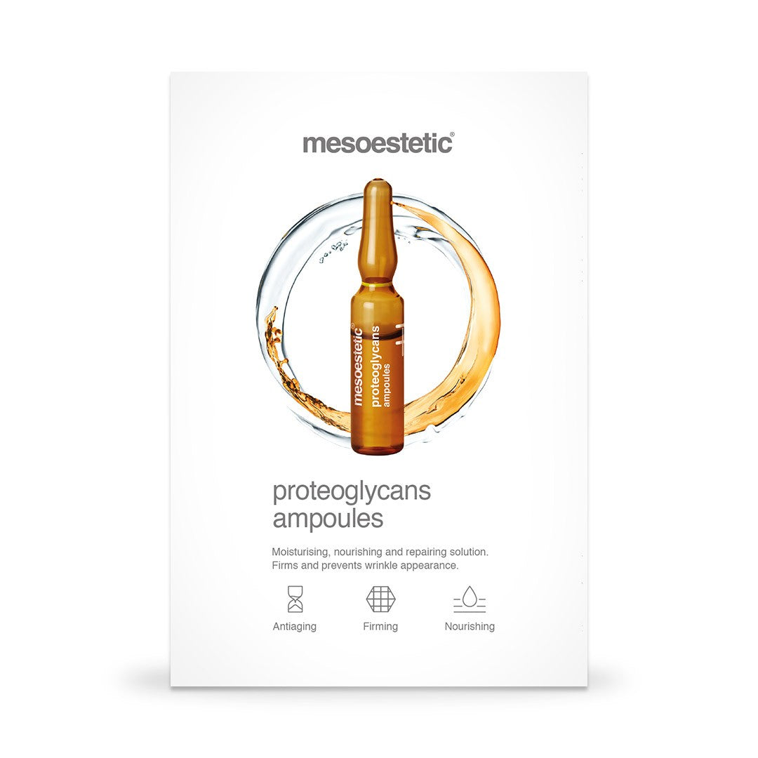 The boxed packaging of mesoestetic Proteoglycans Ampoules
