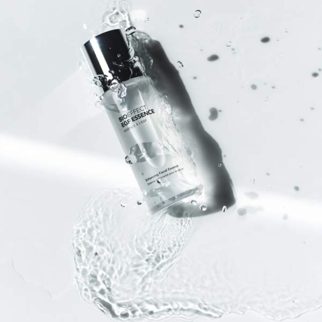 drops of water falling on a battle of BIOEFFECT EGF Essence