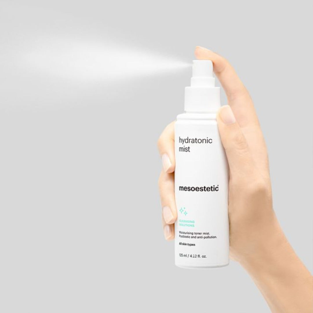 mesoestetic Hydratonic Mist spray being used
